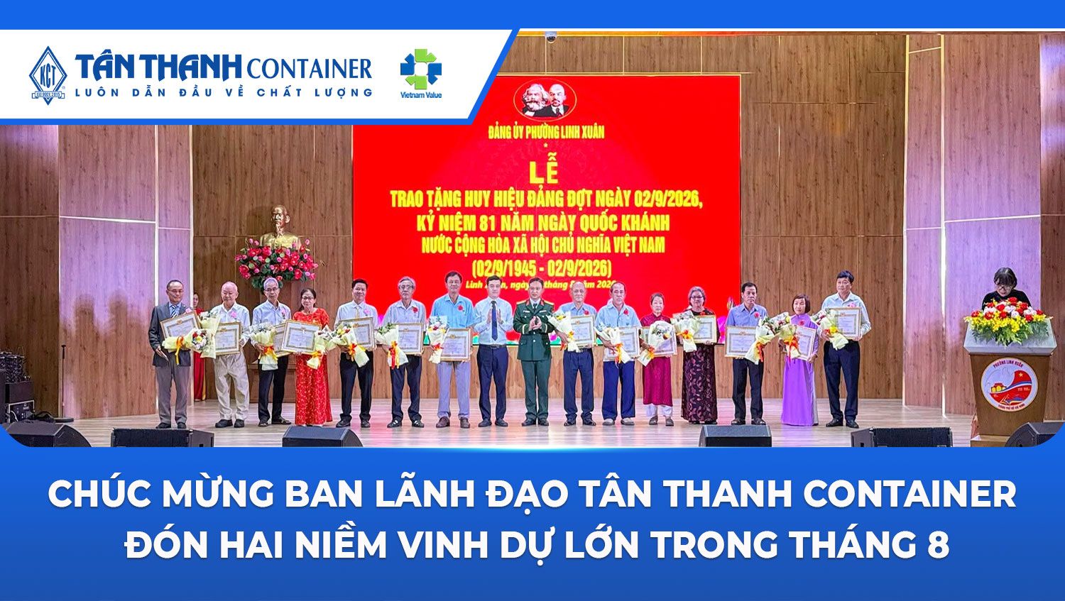 Chúc Mừng Ban Lãnh Đạo Tân Thanh Container Đón Hai Niềm Vinh Dự Lớn Trong Tháng 8