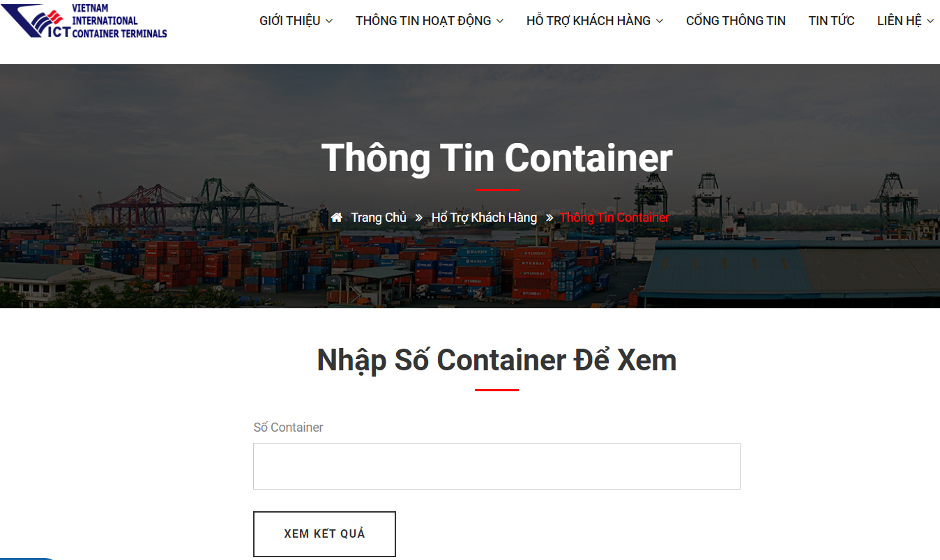 Tra cứu container online tại các cảng khác (VICT, Đình Vũ)