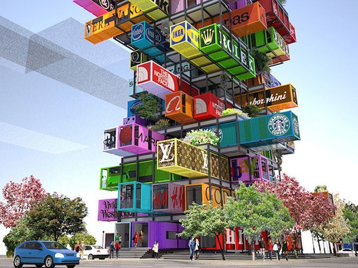 Ý tưởng độc lạ về tòa nhà container. Nguồn: Internet.