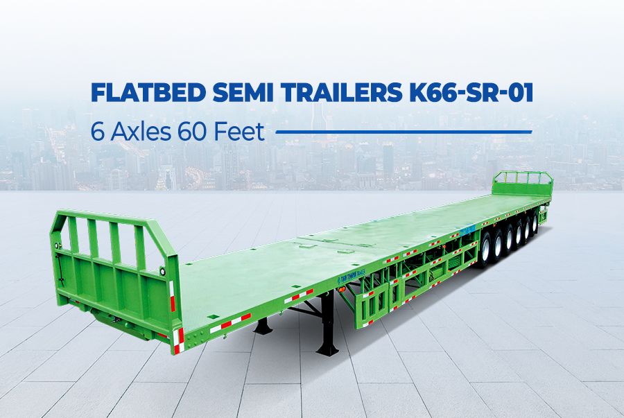 6 Axles 60 Feet Flatbed semi trailers K66-SR-01