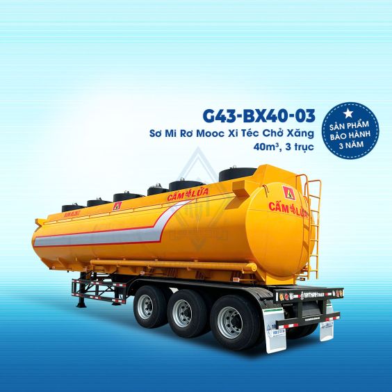 Sơ mi rơ mooc xi téc chở xăng 40 m3, 03 trục G43-BX40-03 Sơ mi rơ mooc xi téc chở xăng 40 m3, 03 trục G43-BX40-03