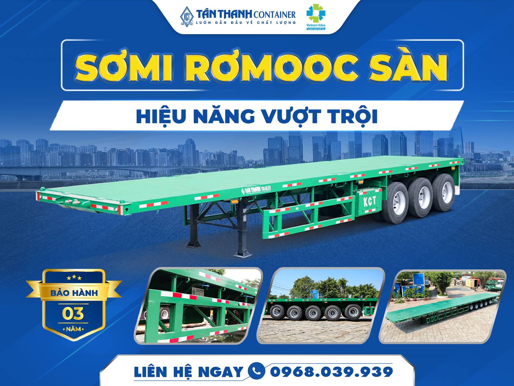 sơ mi rơ mooc sàn Tân Thanh - Bền bỉ bảo hành 3 năm