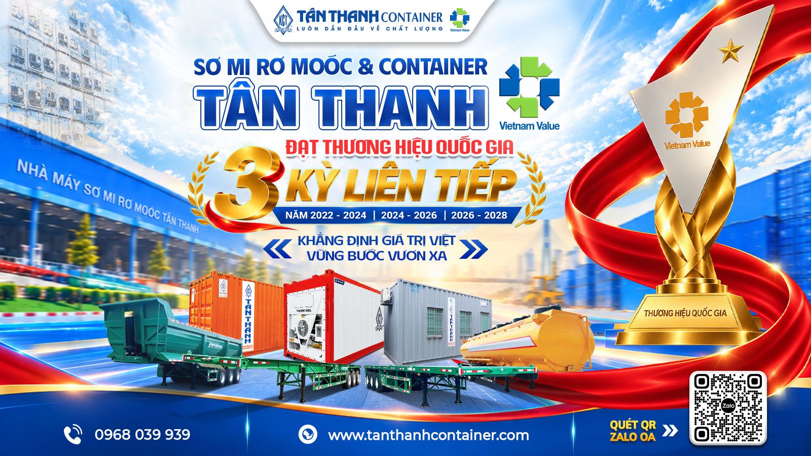 Tân Thanh Container 3 kỳ liên tiếp đạt Thương hiệu quốc gia Việt Nam