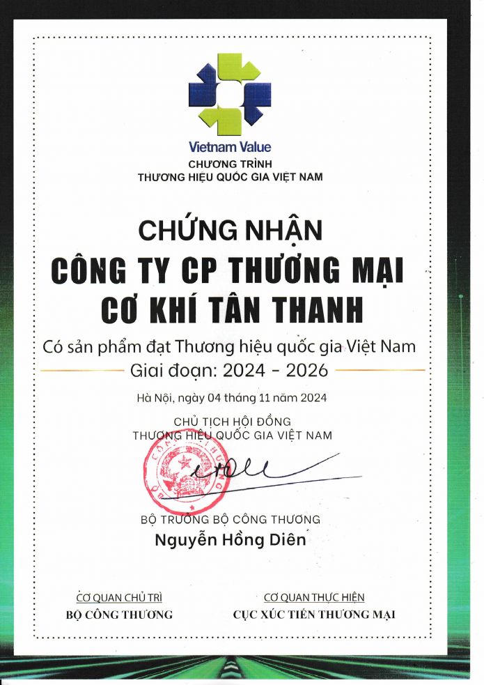 Nhận chứng nhận "Doanh nghiệp có sản phẩm đạt Thương hiệu quốc gia Việt Nam 2024 - 2026