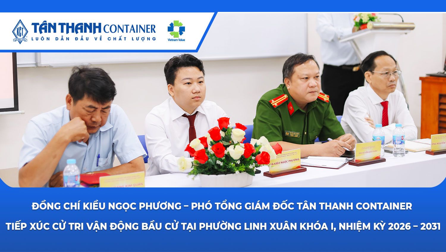 Đồng chí Kiều Ngọc Phương – Phó Tổng Giám đốc Tân Thanh Container tiếp xúc cử tri vận động bầu cử tại phường Linh Xuân khóa I, nhiệm kỳ 2026 – 2031.