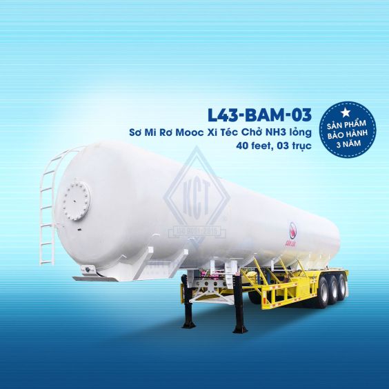 Sơ mi rơ mooc xi téc chở NH3 lỏng, 40 feet, 03 trục L43-BAM-03 Sơ mi rơ mooc xi téc chở NH3 lỏng, 40 feet, 03 trục L43-BAM-03